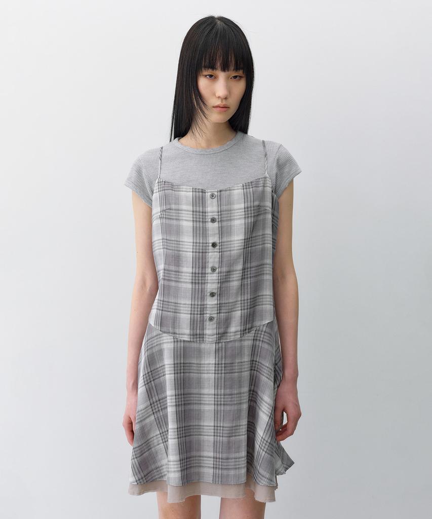 Insilence Woman Check Mini Dress Grey