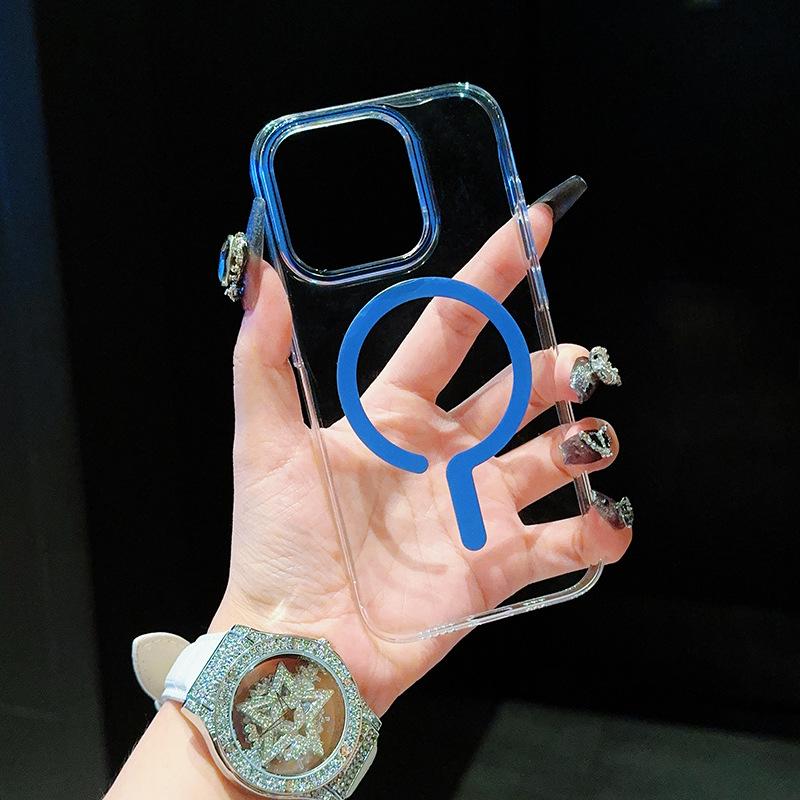 Applicable iPhone16 question mark magnetic mobile phone case transparent non-yellow PC hard Apple 15promax protective case 14