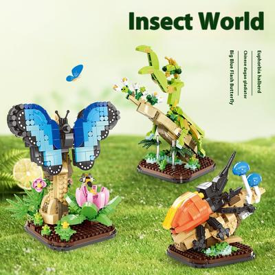 Micro Bloques de Construcción Insecto Mariposa Mantis Escarabajo Unicornio Hada Colección de Modelos Juguetes de Ensamblaje Creativo Regalo de Festival Estudiantil