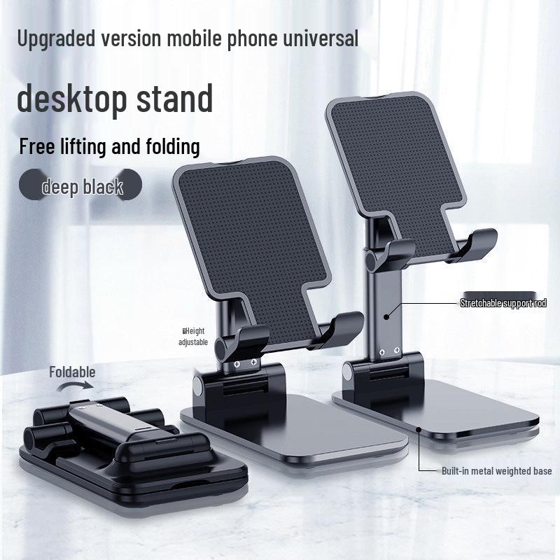 All-Metal 360° Rotating Phone & Tablet Holder: Stable, Foldable, Ideal for Desk or Live Streaming.