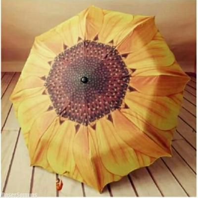 8 Bones Folding Creative Yellow Sunflower Flower Sunny and Rainy Umbrellas UV Protection Beach Funny Umbrella Parasol Gifts