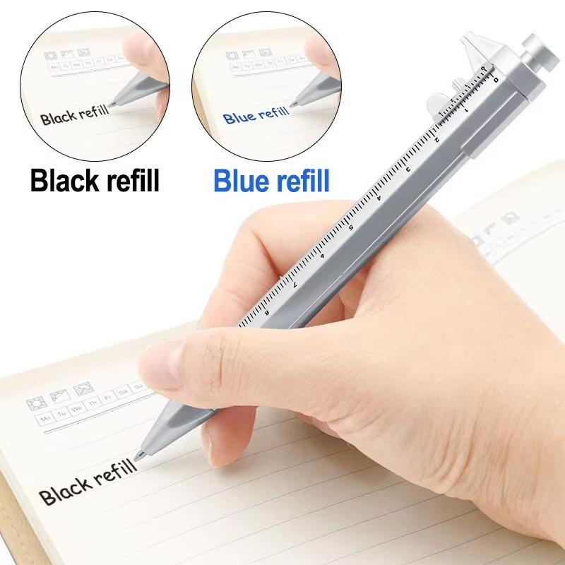 1Pcs Gel Ink Pen Multifunction Caliper Pen Ball‑Point 1.0Mm Ballpoint Pen Vernier Caliper Roller Ball Pen Creativity Stationery