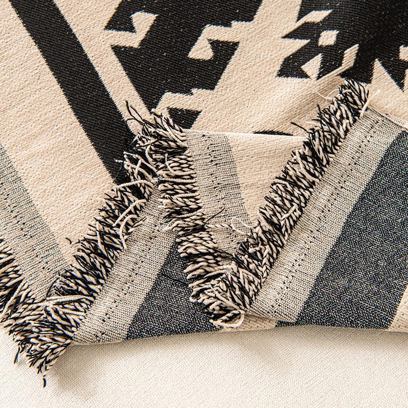 Nordic Geometric Pattern Sofa Towel Thick Tassel Edging One Piece Dust Cover Universal All Season Sofa Throw