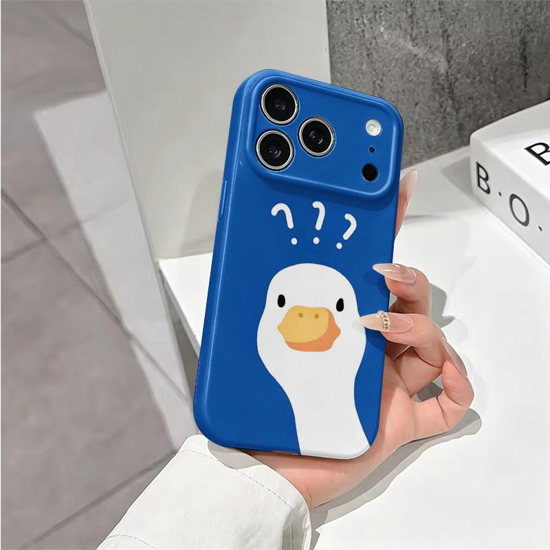 Funny Confused Clueless Duck Question Graphic Art Print Film Aesthetic Protective Shockproof Bumper Phone Case Cover For iPhone 14 15 16 Pro Max Plus