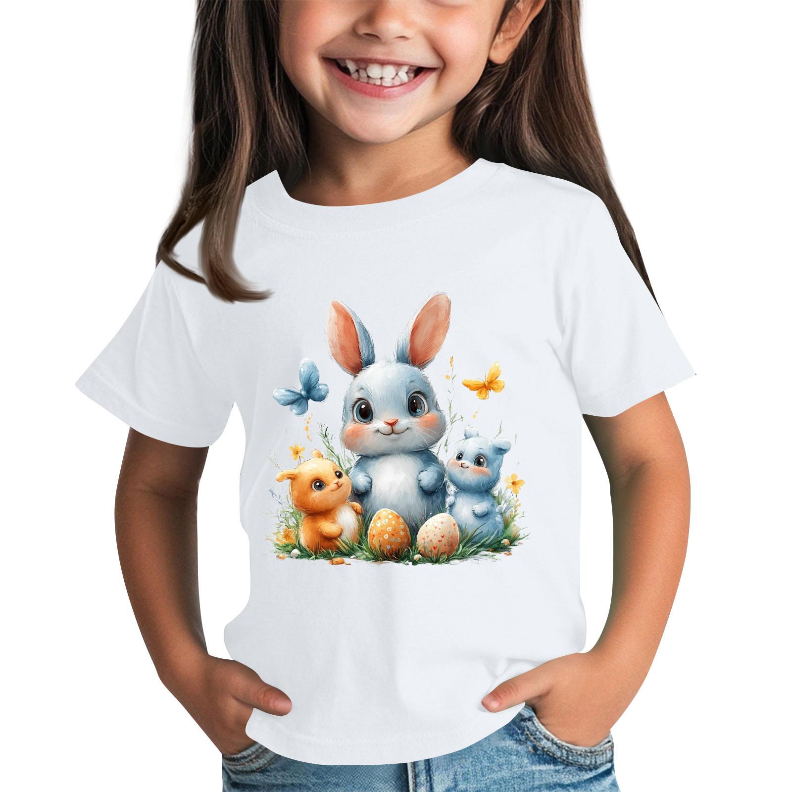 

Детская футболка с коротким рукавом и принтом животных, повседневный топ 150 белый