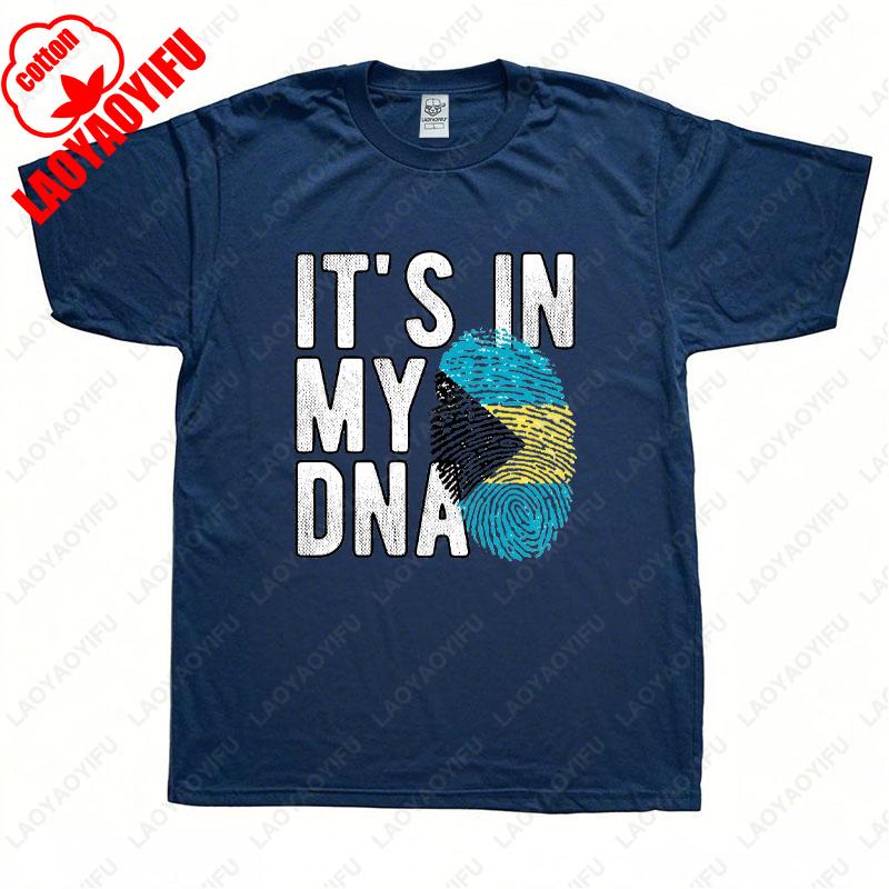 

Its in My DNA Bahamas Flag Fingerprint Graphic T Shirts Summer Woman Man Patriotism High Quality Cotton T Shirts Ropa Hombre 4XL