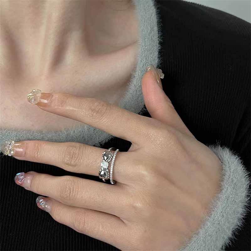 Elegant Adjustable Butterfly Zirconia Ring - High-End Fashionable Style
