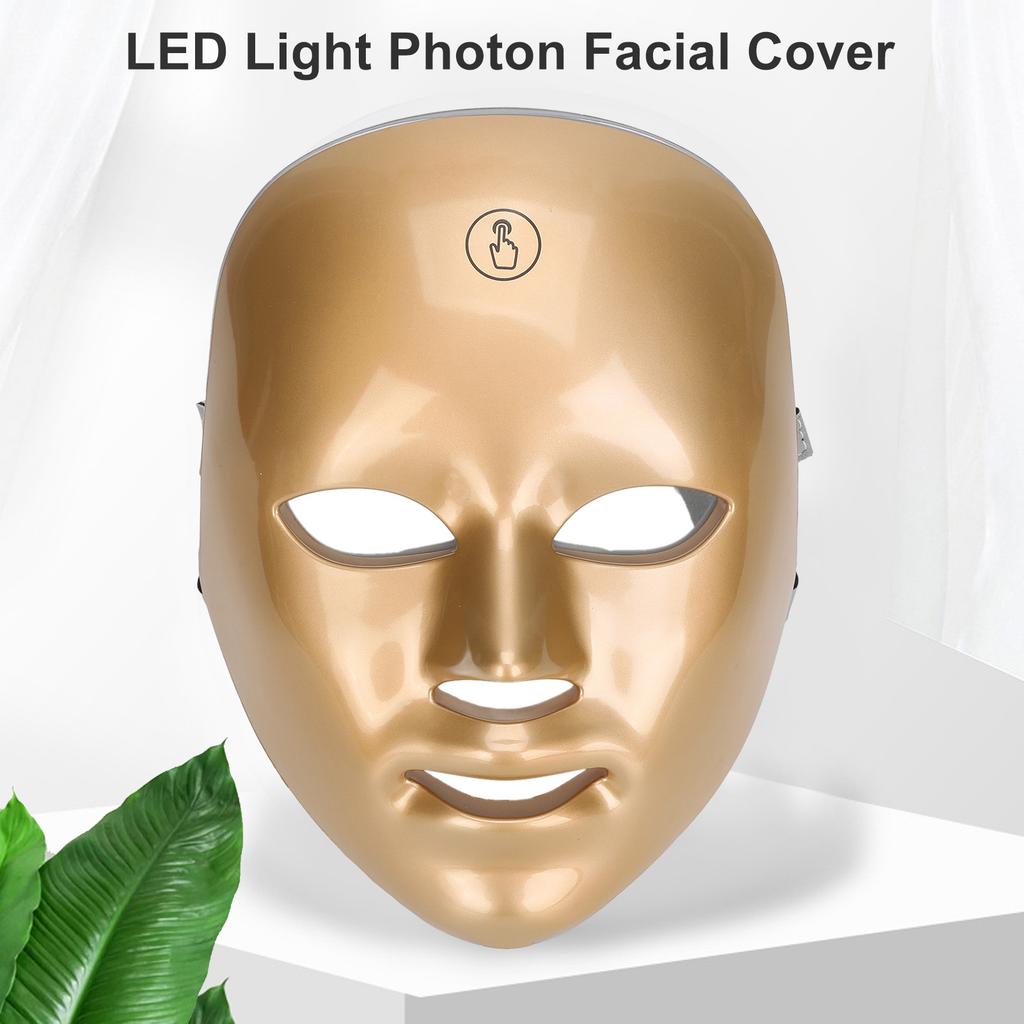 LED Facial Care Light Cover 7 Colors Lighting 90 Light Chips Skin Photon Face Rejuvenation Machine Golden
