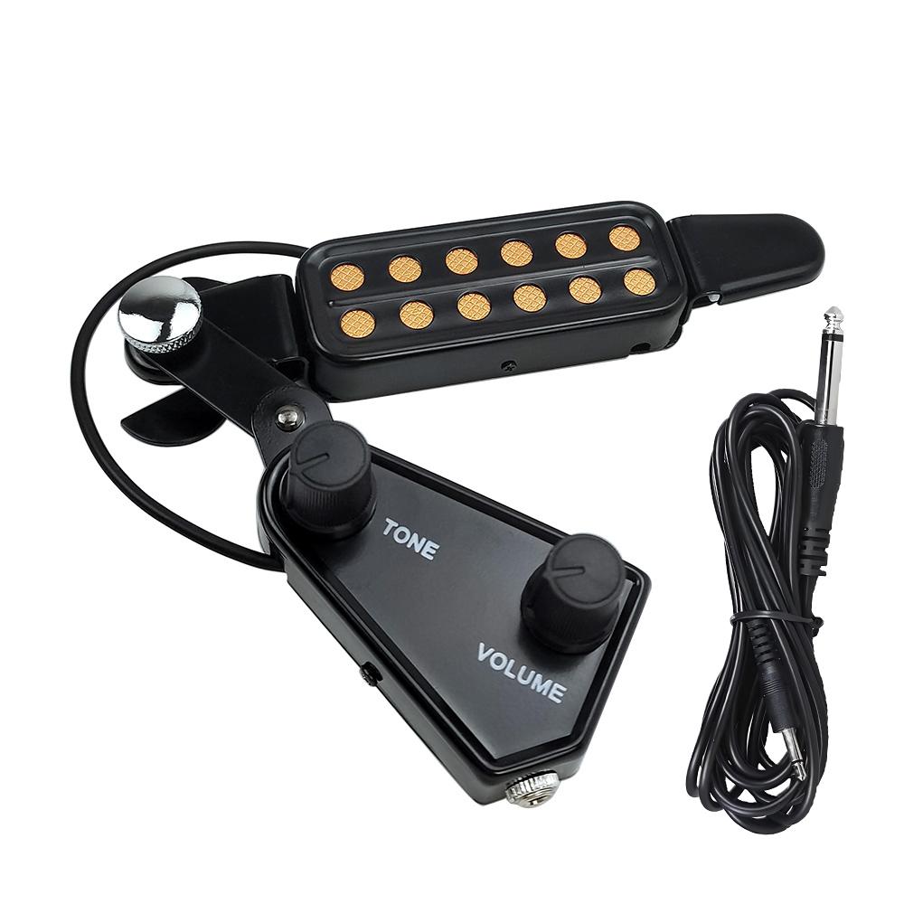Miwayer Guitar Pickup 12-hole Sound Hole P-011 Magnetic Transducer with Tone Volume Controller Audio Cable for Acoustic Guit