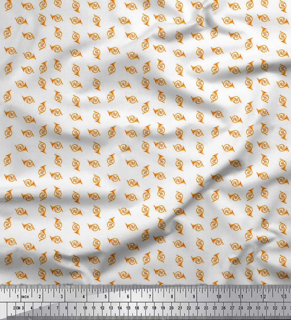 

Соймоі японська креп-сатин тканина валторна музичний інструмент принт тканина на метр 42 дюйма 42 Inch Wide - Poly Crepe білий