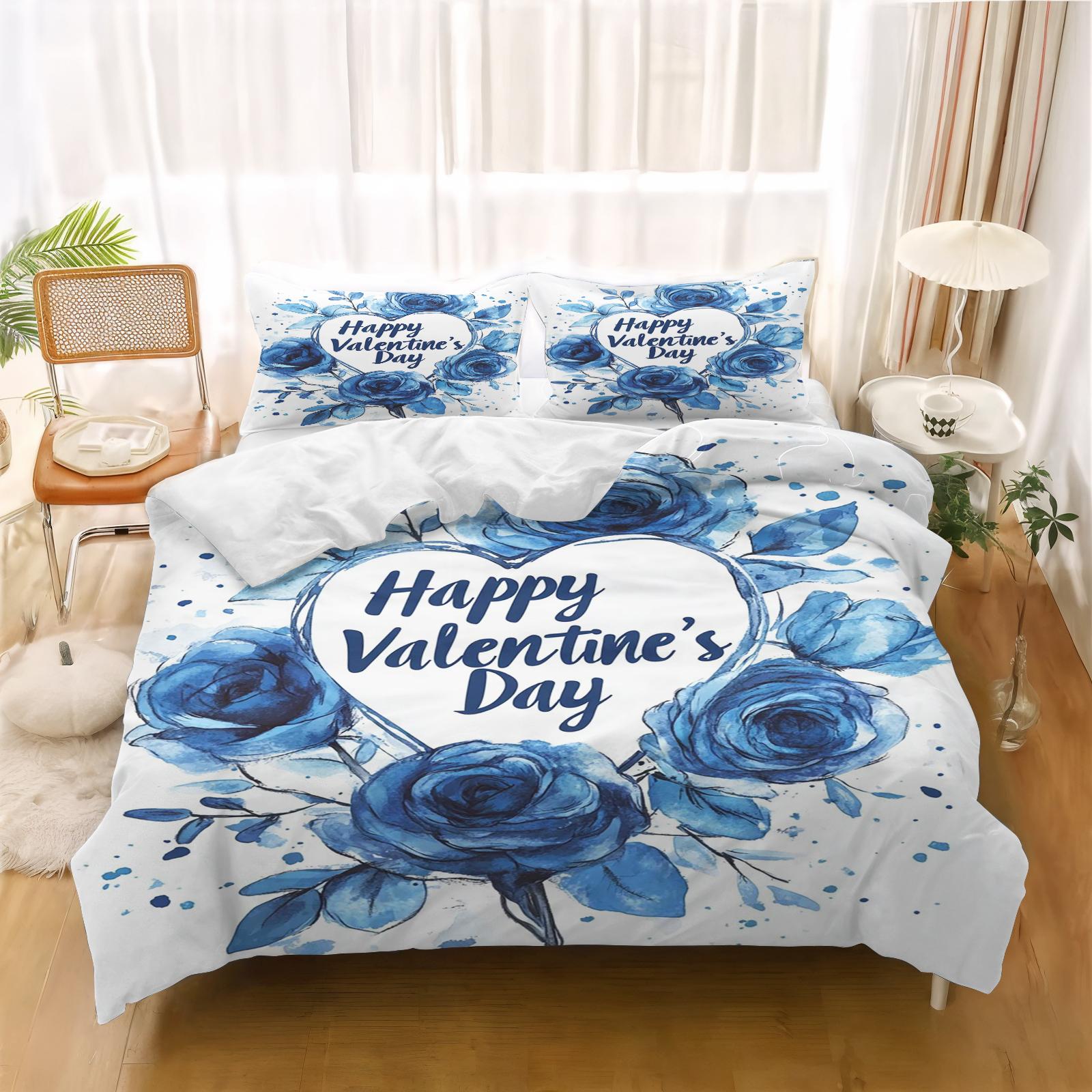 

Rose Flower Cartoon Duvet Cover Set Printed Bedding for Adults Kids Home Decor Soft Comforter 135x200cm