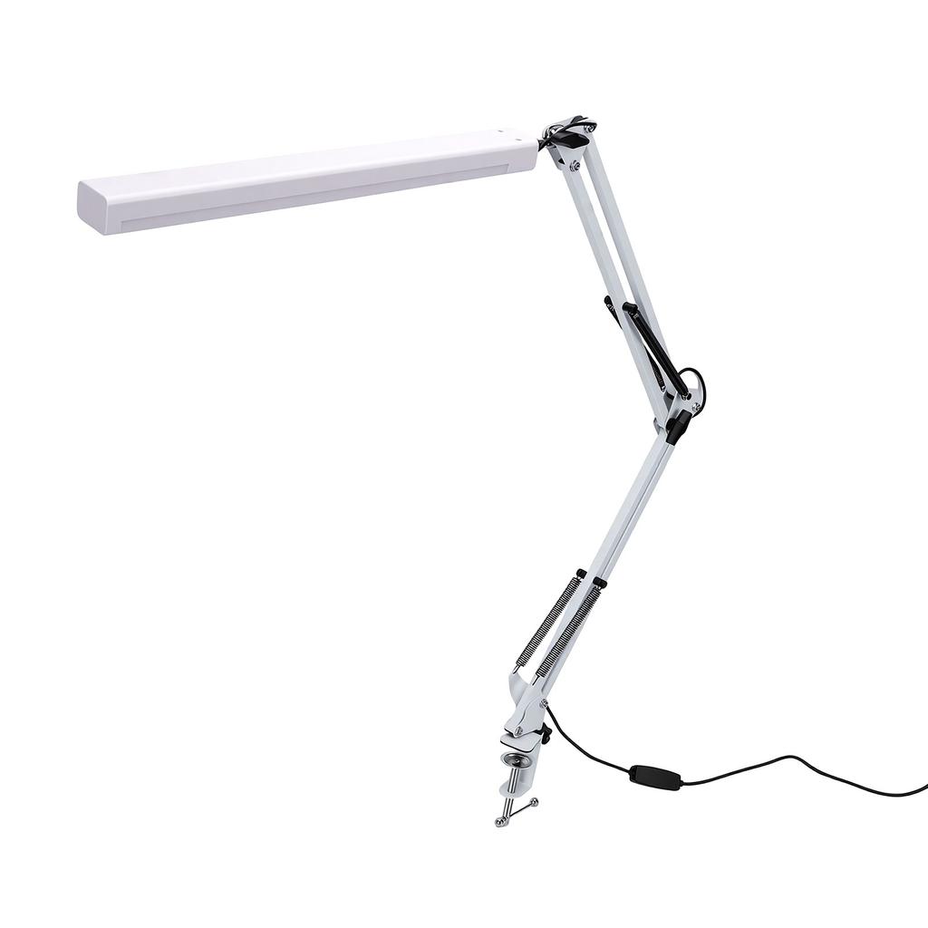 LED Swing Arm Desk Lamp Eye Care Foldable   Three Color Temperatures Clamp Desk Lamp for   White