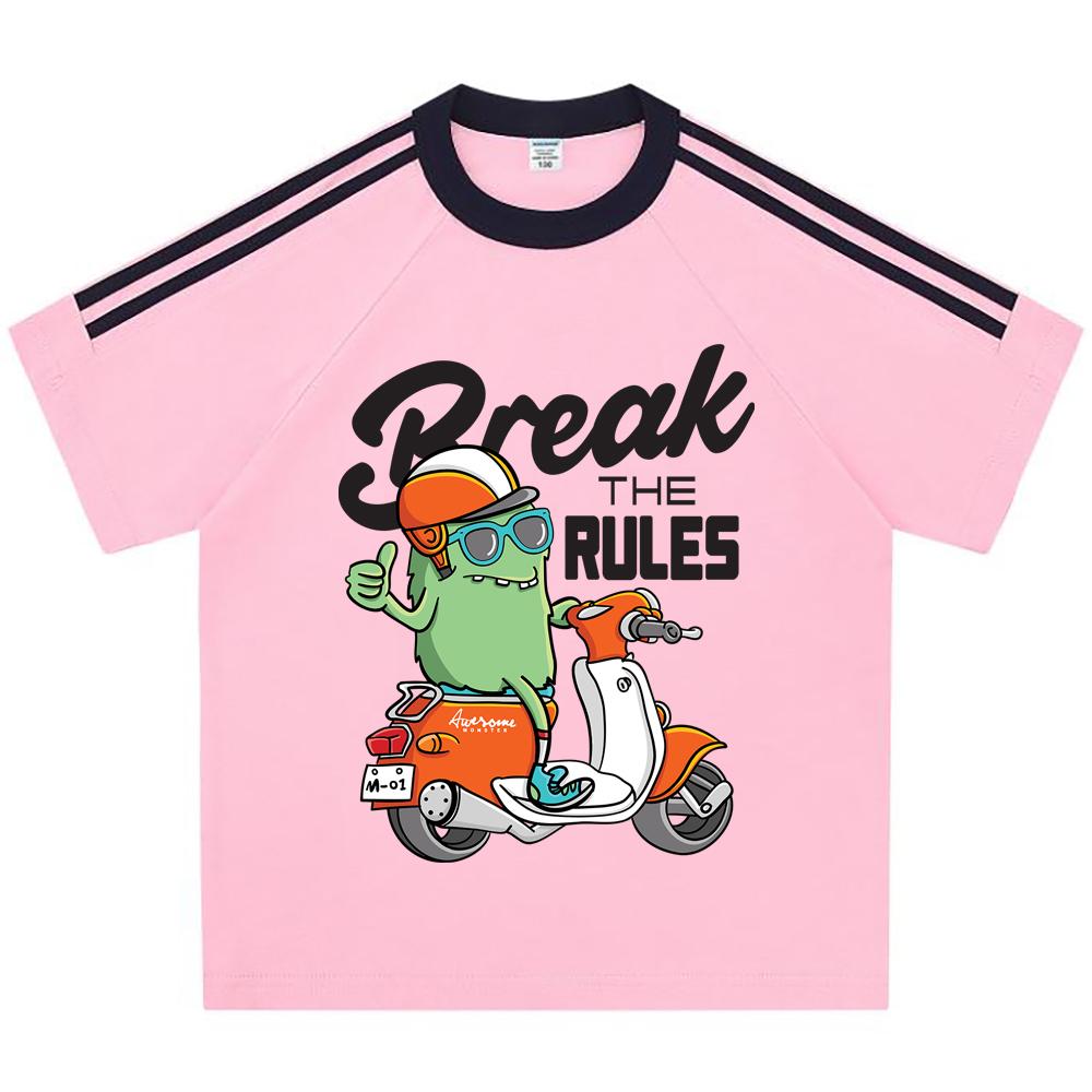 

Kids 100% Cotton T-shirts Boys And Girls 200 GSM Cotton Tees monster riding a motorcycle Cartoon Print Child Tshirts 110 абрикосовый