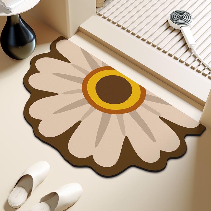 

Полукруглый цветочный коврик для ванной комнаты, туалетной двери, диатомовой грязи, нескользящий, впитывающий воду, быстросохнущий, коврик для пола, туалета, кухни, для ног 40 * 60Cm