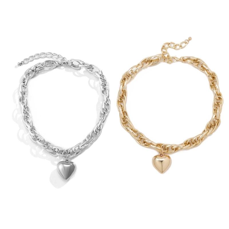 High Quality Punk Big Heart Pendant Necklace Women Fashion Statement Chunky Heavy Chain Fashion Jewelry Punk Thick Chain