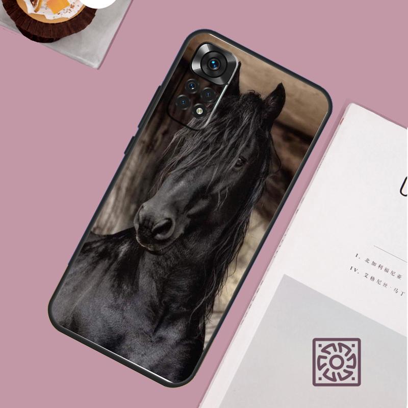Beautiful Black Horse Phone Case For Xiaomi Redmi Note 13 12 12S 12C 13C 10 10C 9 9C 10S 11S 11 Pro Soft Cover