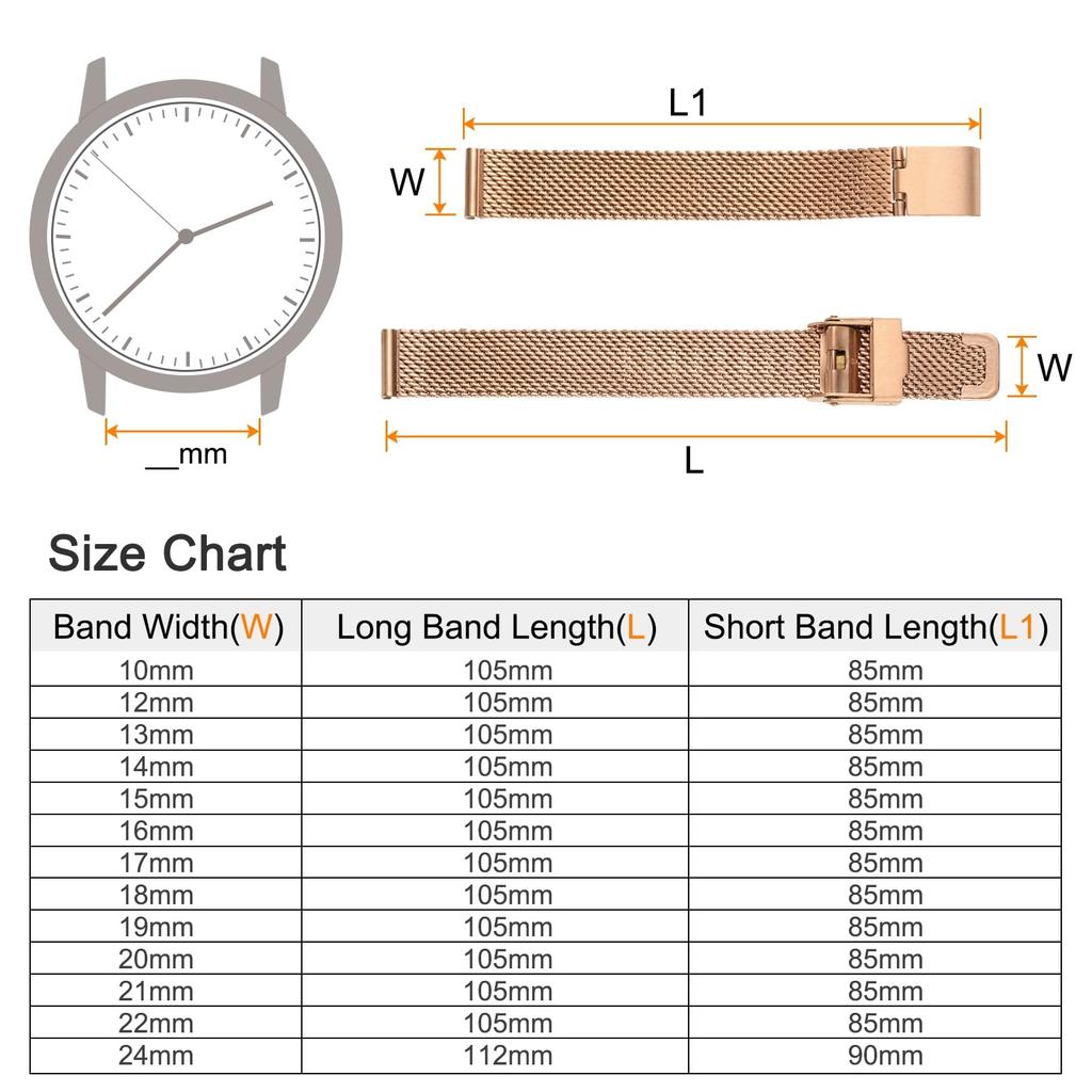 Uxcell 316L Stainless Steel Mesh Watch Band, 12mm Quick Release Adjustable Metal Watch Strap for Men and Women, Rose Gold