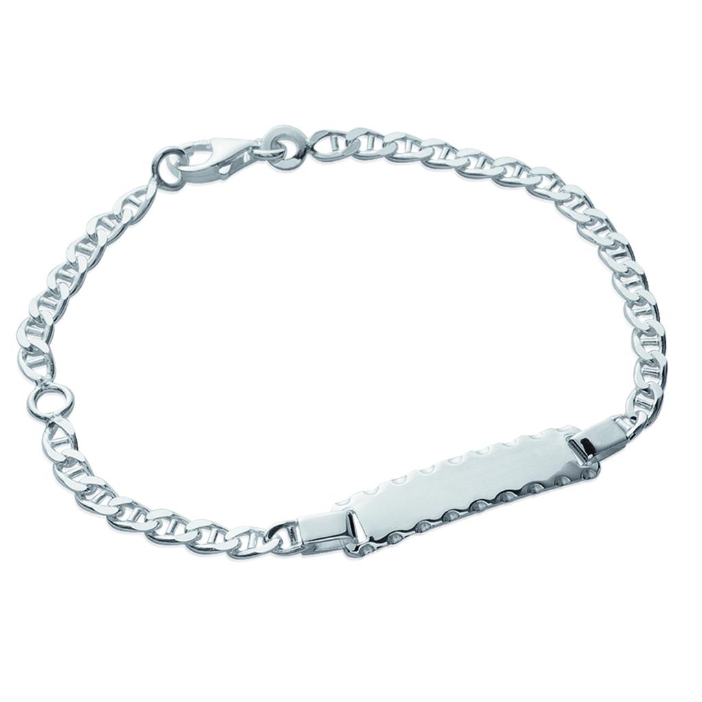 Les Trésors De Lily [K1015] - Silver Curb Chain 'Bambino' - 16 Cm Plate 20x5 Mm