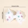 2Pcs Bow Hair Clip Rhinestone Flower Ribbon Solid Color Simple Barrette Baby Girl Kid School Play Party Accessories Hairpin Gift