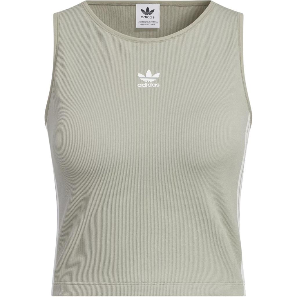 Adidas Originals 3-Stripes Top Padded Tank Fashion Casual Striped Sleeveless Sports Vest Women Tops Pebble-Grey KB6419