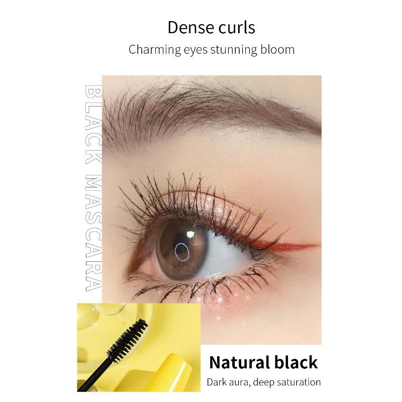 1PC popular yellow fat mascara waterproof, slender, curled and dense, natural and long-lasting, non-smudging