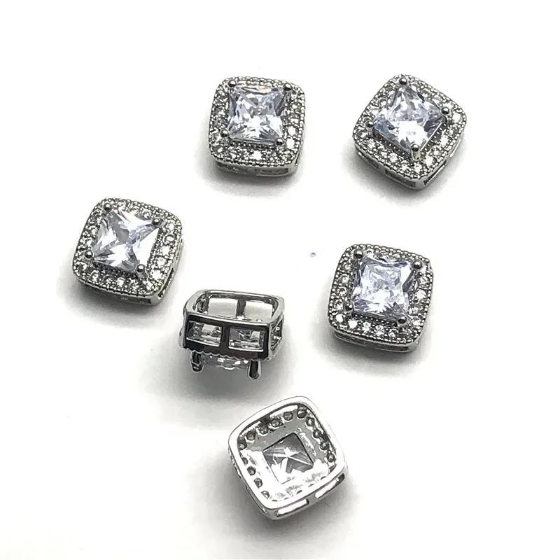 5pcs Square Rhinestone Crystal Buttons Cubic Zirconia Button for Sweater Coat Sewing for Cashmere Knit Cardigan