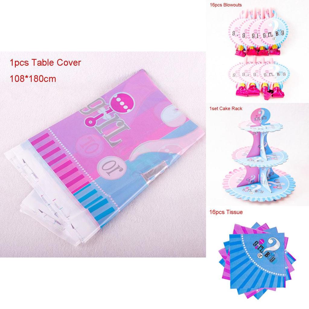 Elegant Baby Gender Reveal Party Decoration Boy Or Girl Disposable Tableware Set