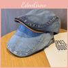 Unique Denim Patchwork Cap With Sun Protection For Street Style Outfits
