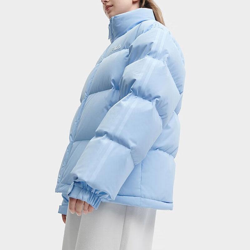 FILA Letter Logo Printed Lined Loose Thick Warm Jacket Down Coat Unisex jackets Pure-Blue F51U349901F-LB