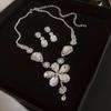"High-End Luxury Drop Necklace and Earrings Set - European and American Niche Versatile Jewelry"