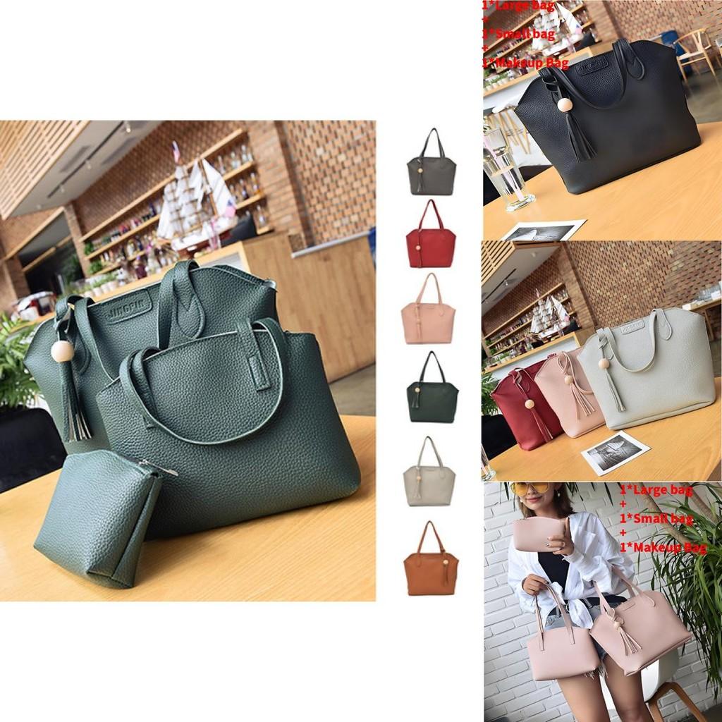 Damski Zestaw Portfeli ze Skóry PU z Paskiem na Ramię i Kosmetyczką do Codziennego Użytku