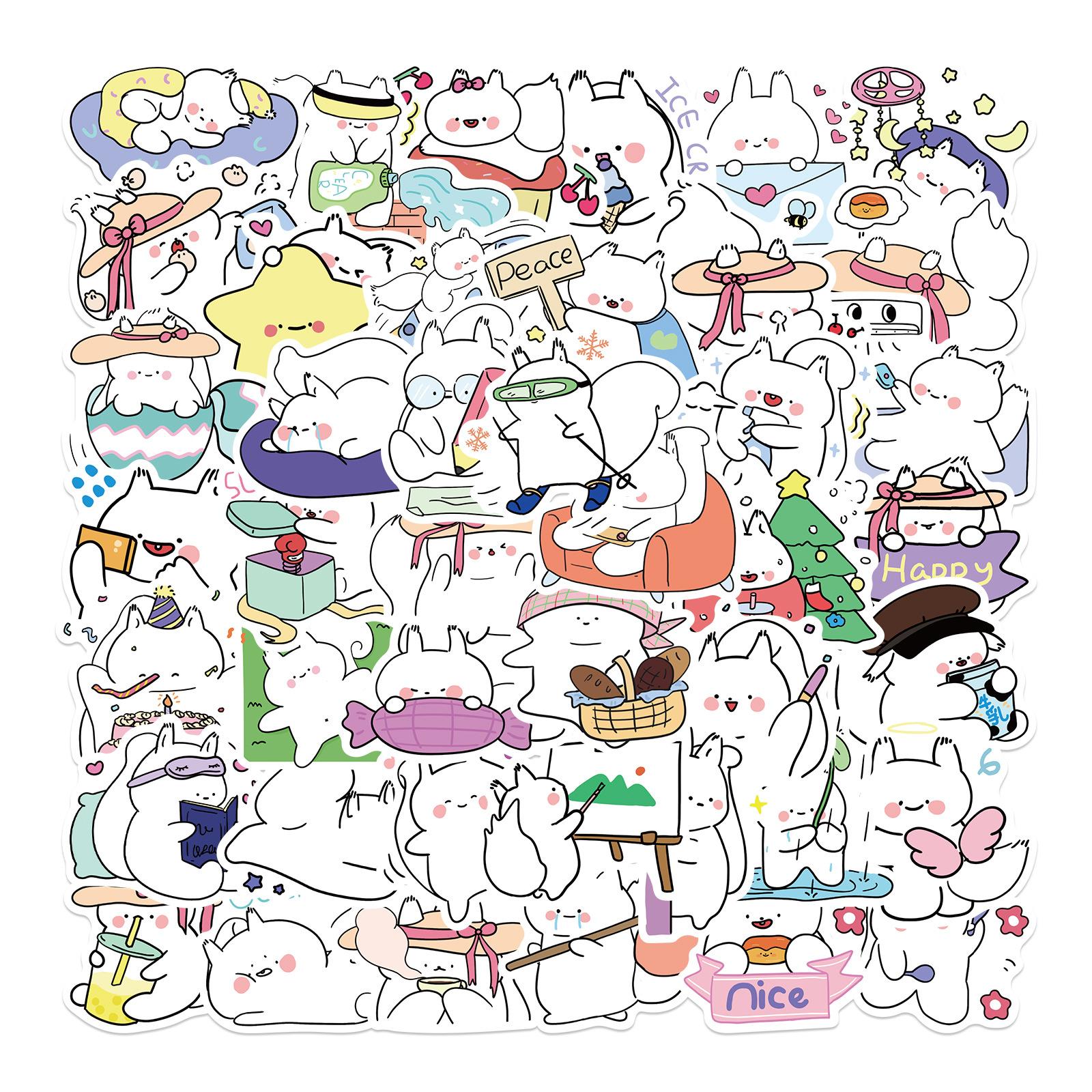 

500 Cartoon Cute Animal Shark Small Yellow Chicken Sticker Decorative Suitcase Notebook Waterproof and Removable Without Repeating