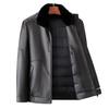 Luxury Men's Winter Leather Jacket with Down Liner - Middle-Aged Business Casual Warm Fur
