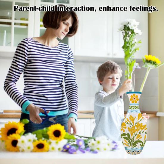 3D Puzzle Vase Adults DIY Floral Puzzle Vase 160 Pieces of Puzzle Vase Flower-Themed Art Puzzle Vase Gift for Housewarming Home Decoration