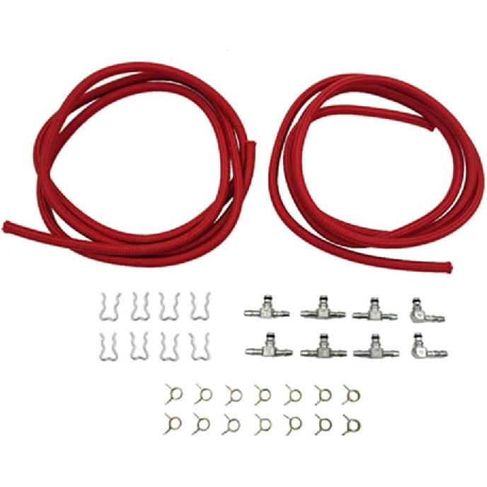 

Duramax Diesel Fuel Injector Return Line Kit (2004-2010 LLY/LBZ/LMM) - Red Tubing Rail with Fittings & Clamps, Replaces OEM 97328733 98062291