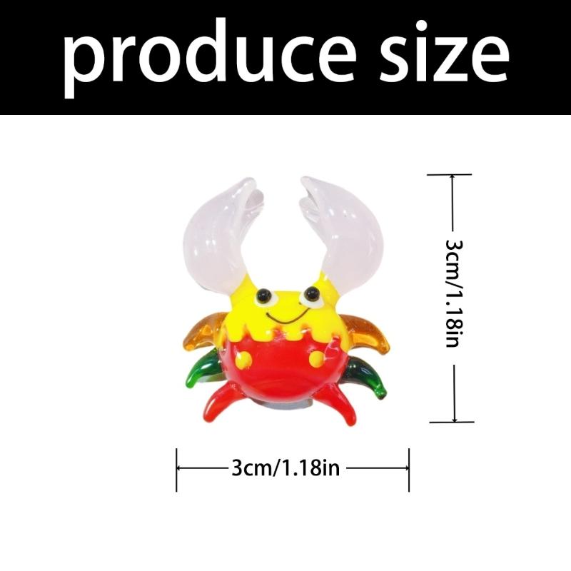 Blown Glass Crabs Ornament Coastal Decors Multicolored Miniature Animal Figurine Collectible Desk Car Decoration Gift