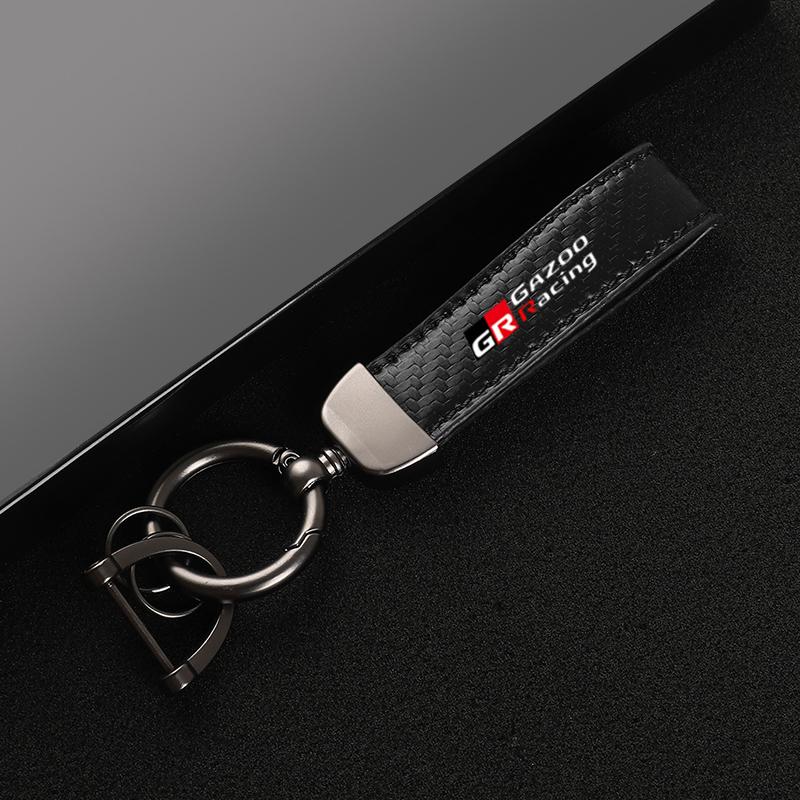 

Leather Carbon Fiber Car Rings Keychain Zinc Alloy Keyrings For Toyota GR GAZOO RACING Toyota Yaris Hilux Corolla Prius чёрный