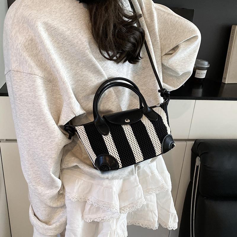 Hand Carry Contrasting Color Striped Bag Spring and Summer New Fashion Shoulder Bag High-end Messenger Dumpling Bag