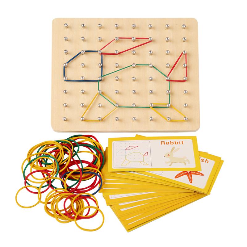 Creative Wooden Shape-Matching Nail Board: Early Education Logic & Art Toy for Kids.
