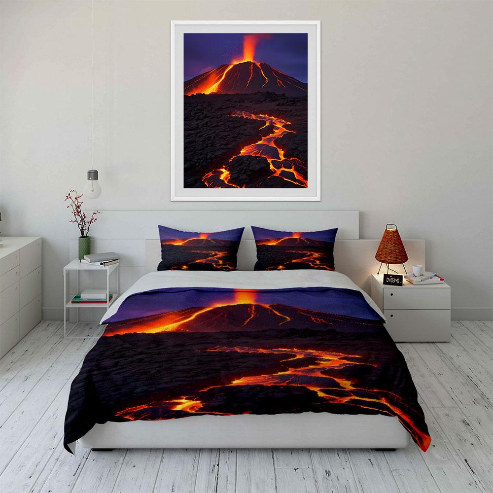 Erupting Volcano and Lava. Bedding Sets Duvet Cover Sets Duvet Covers Pillowcases(1*Duvet Cover 2*Pillowcases Without Duvet Insert)