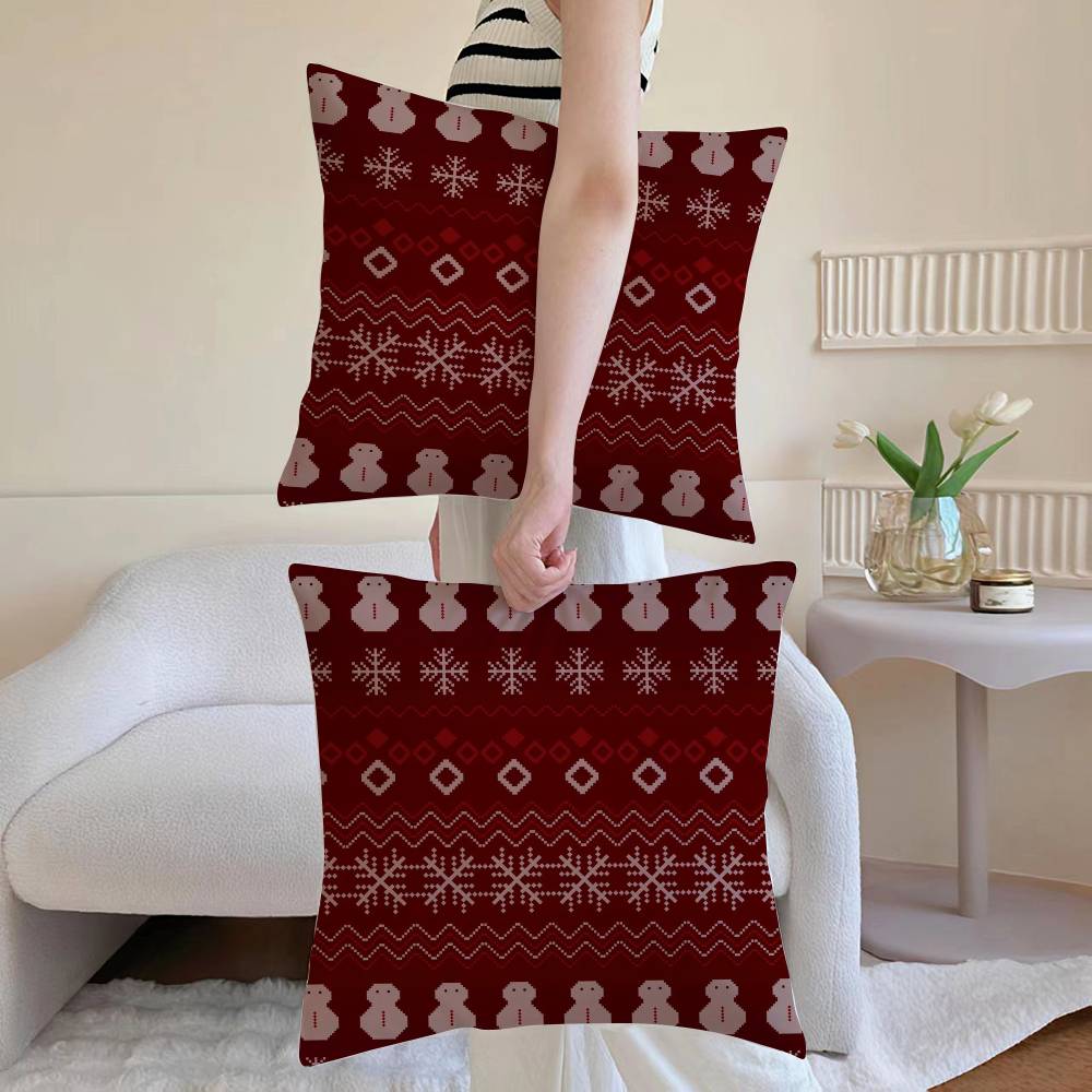 Christmas Spirit Pillow Case Sofa and Living Room Decorative Cushion Covers Dust-proof and Mite-proof Invisible Zipper