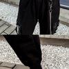 Black Striped Straight Pants Casual High Waist Women Pants Streetwear Ladies Loose Trousers Chain