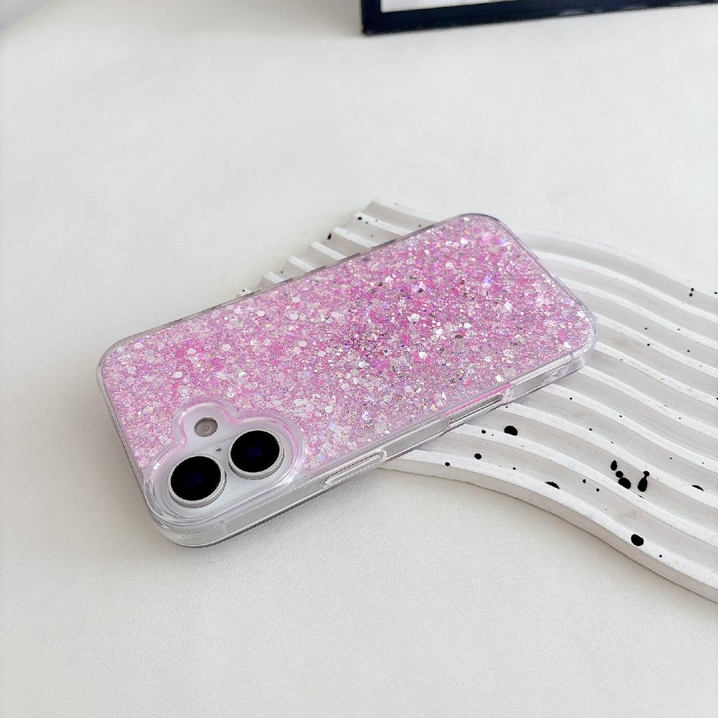 For iPhone 17 Case TPU Drop Protection Epoxy Glittery Sequins Phone Cover