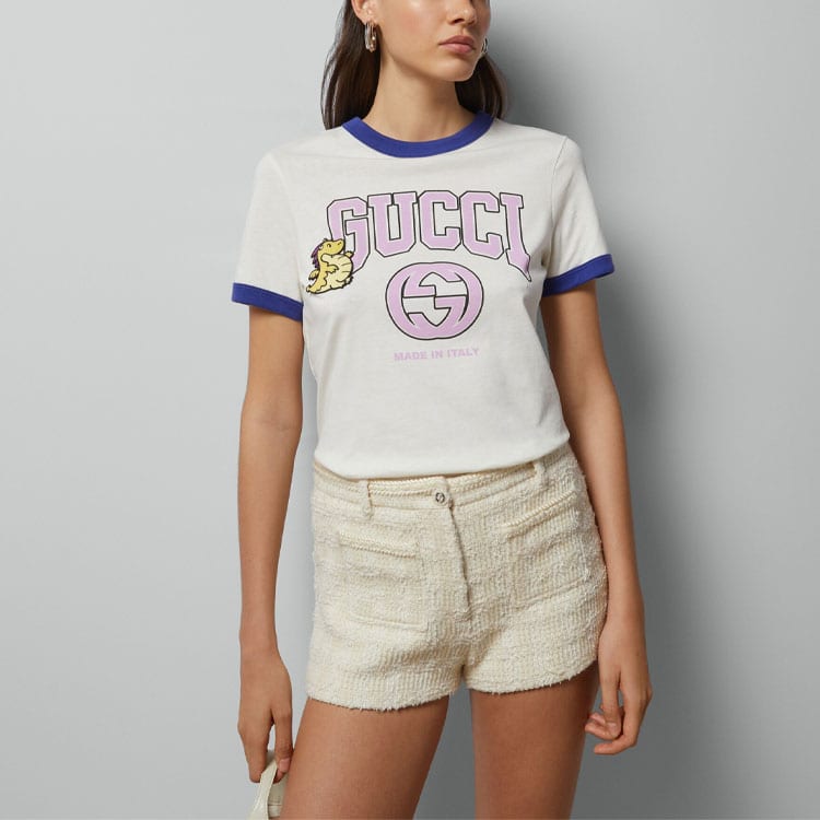 Gucci SS24 T Shirt Women's Ecru 723566-XJGEC-9318