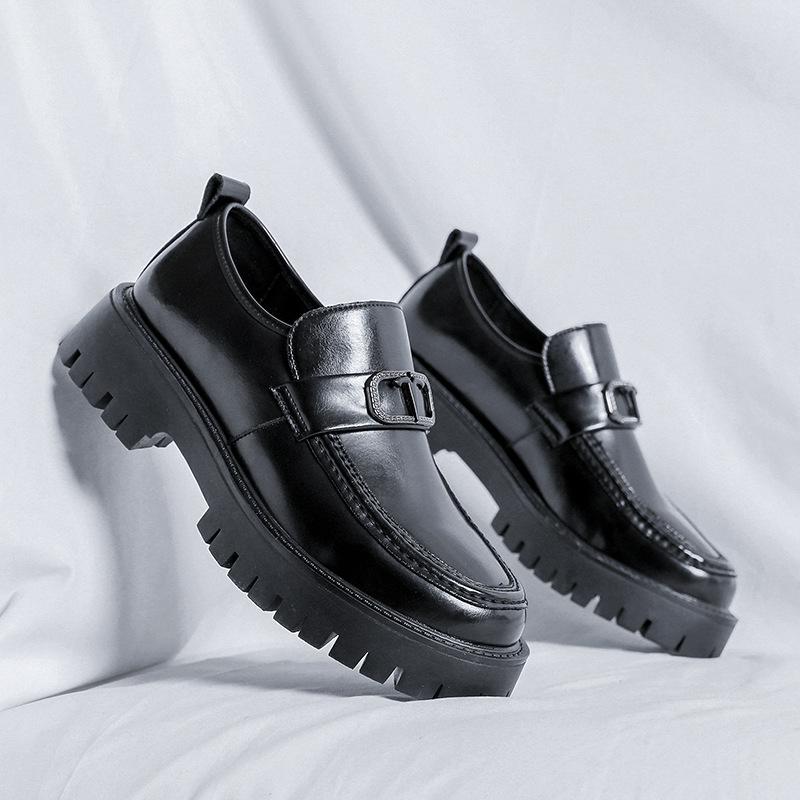 Leather Shoes Men'S Korean Version Trendy Big Head Leather Shoes Men'S Casual Work Shoes Business Dress Leather Shoes 2136-R