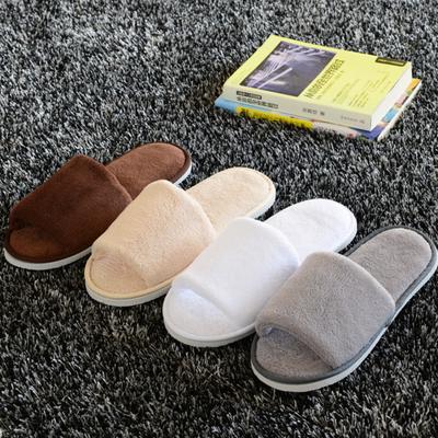 Vnitřní teplé pantofle Coral Fleece s otevřenou špičkou Domácí obuv Hotelová Protiskluzová obuv