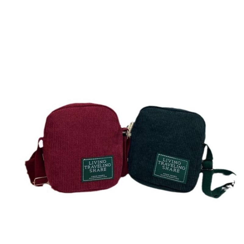 New retro versatile corduroy women's bag corduroy cloth bag striped shoulder messenger bag