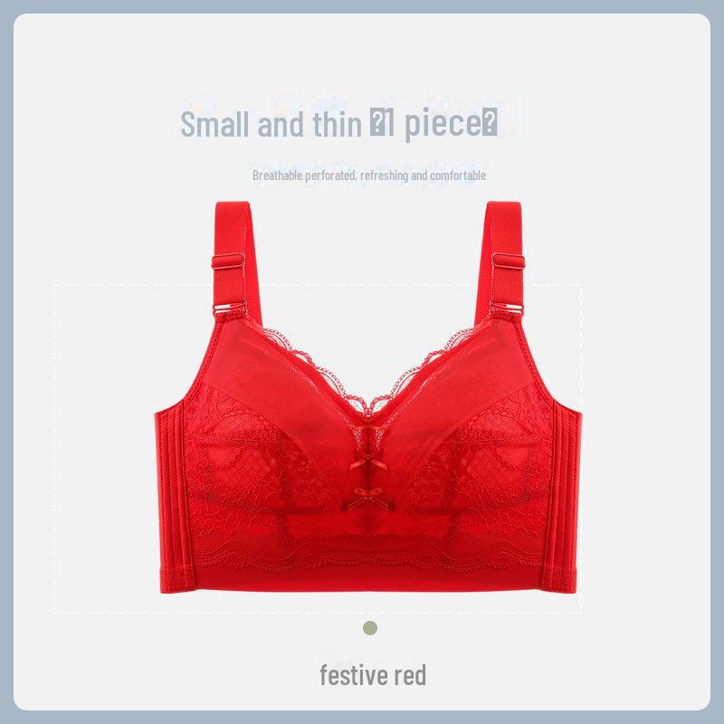 Duży Czerwony Regulowany Biustonosz Pełnokielichkowy dla Kobiet Plus Size z Wieloguzikowym Designem