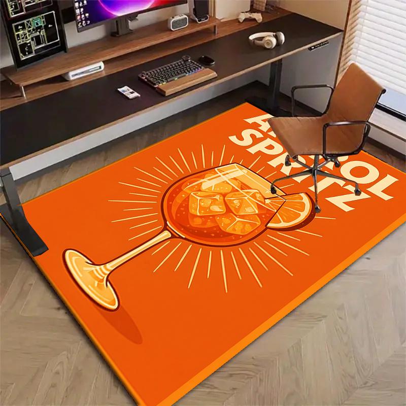 Aperol Spritz Polyester Carpet, Soft Indoor Mat for Office Chair, Living Room, Computer Desk - Decorative Home Office Rug Design