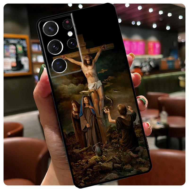 Jesus Cross Phone Case For Samsung Galaxy S23 Ultra S21 S22 S24 S25 Ultra S9 S10 Plus S24 S25 FE Cover